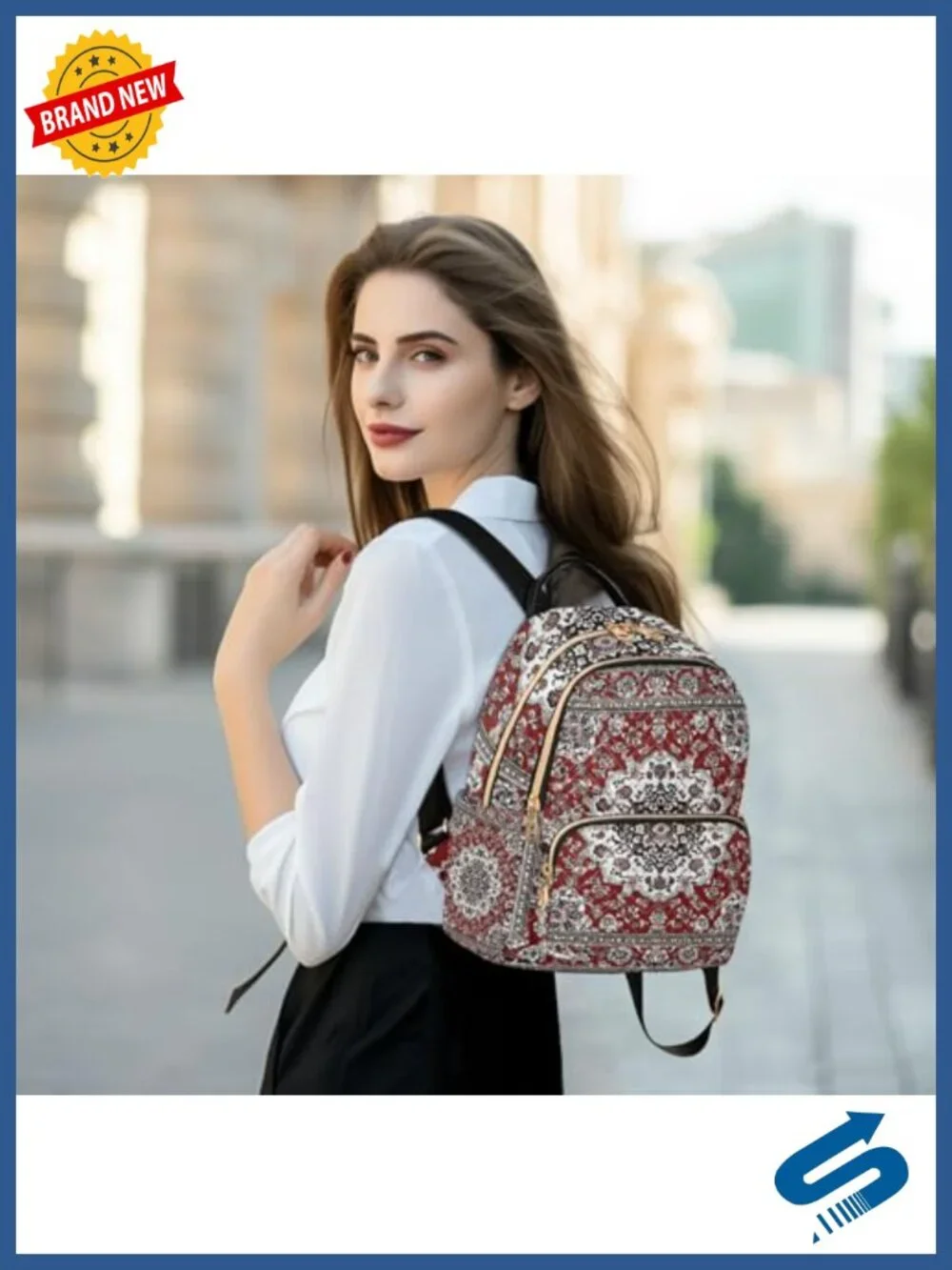 Boho Mandala Fashion Backpack Lightweight Travel Shoulder Bag Polyester